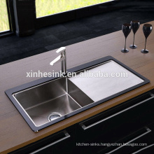 High Quality Tempered Glass Stainless Steel Kitchen Sink for UK